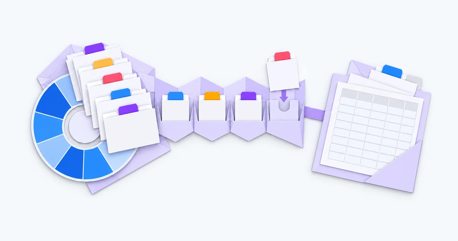 Paper availability wheel and shift pockets with an extra assignment connect to a blank timesheet — conceptual illustration